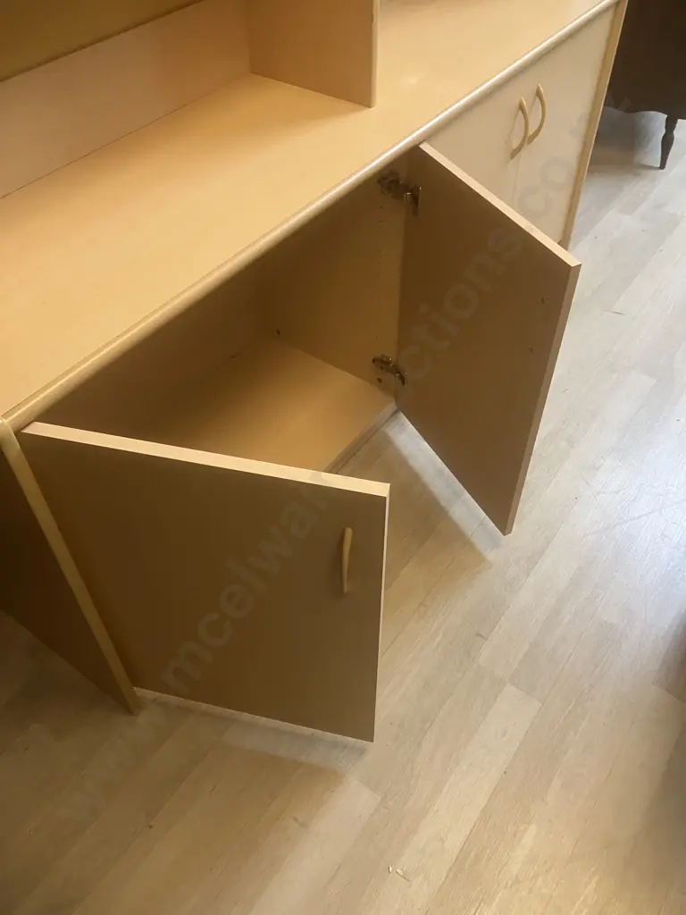 Wall Unit, 4 Door, 4 Shelves, 2 Piece, Pale Wood Finish. H192.5 W181 D45cm Image 1++