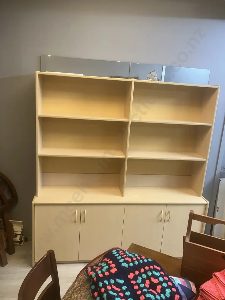 Wall Unit, 4 Door, 4 Shelves, 2 Piece, Pale Wood Finish. H192.5 W181 D45cm Image 1++