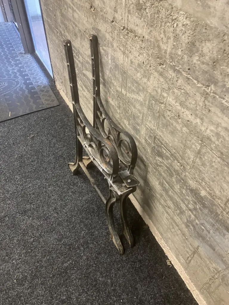 Pair of Cast Iron Outdoor Bench Ends Image 1++