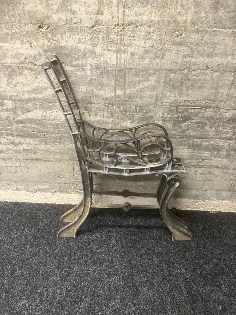 Pair of Cast Iron Outdoor Bench Ends Image 1++