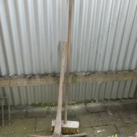 Pickaxe & Wooden Handled Broom