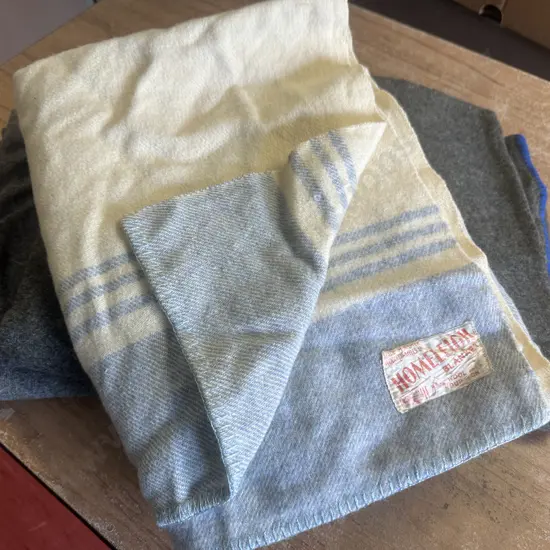 Vintage Woollen Blankets x3 Including Homeleigh Etc