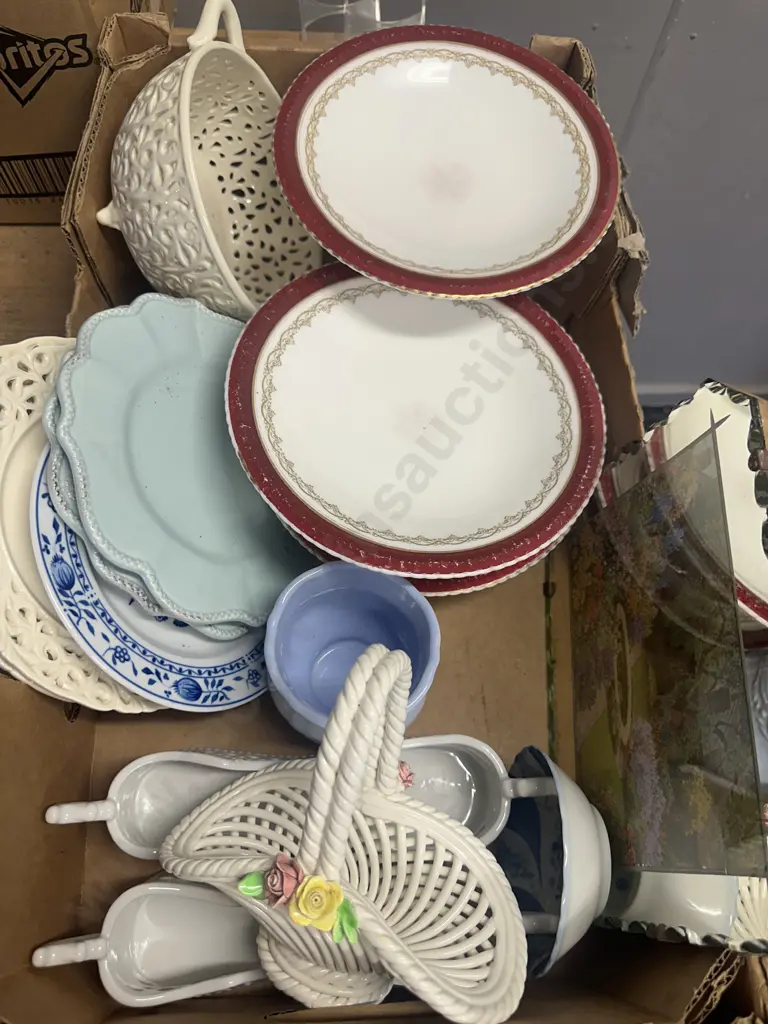 Box Lot Of China Items Including Tassas Etc Image 1++