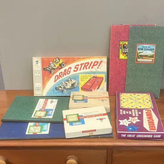 Vintage Drag Strip Game 1965 Milton Bradley Made In NZ, Holdson's Tour of New Zealand 1950s Game Board Only, Etc