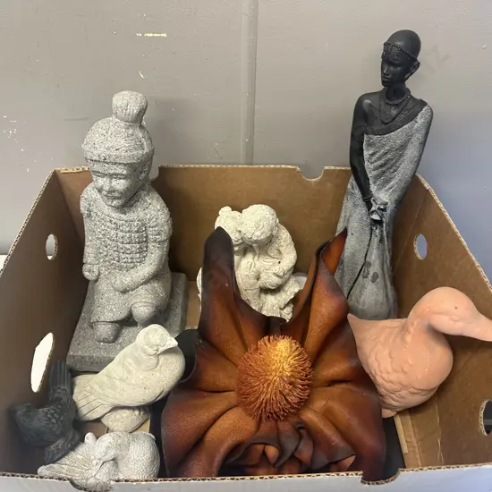 Box Lot Bird Ornaments, Figurine Etc.