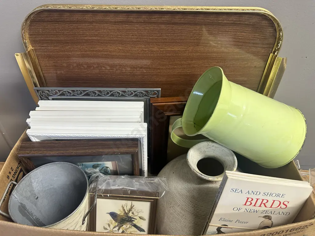 Box Lot Of Photo Frames, Tray Etc Image 1++