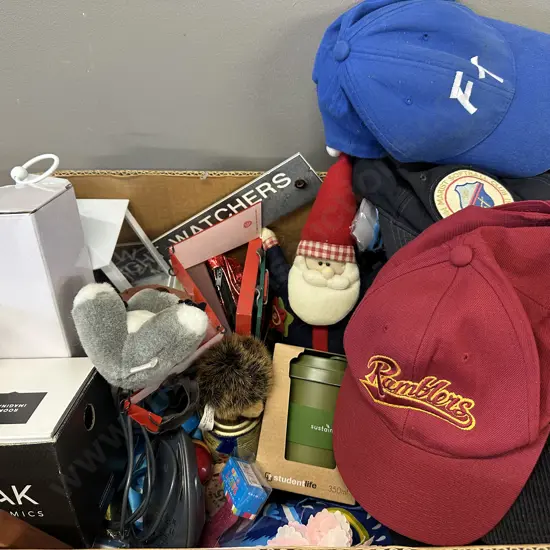 Assorted Vintage Items Including Caps, Xmas Items Etc