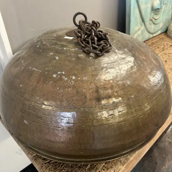 Large Brass & Copper Lampshade. 34 x 66cm