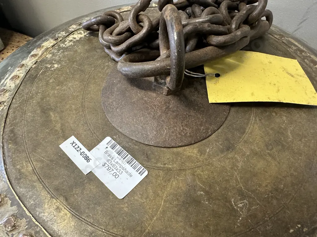 Large Brass Lampshade. 33 x 63cm Image 1++