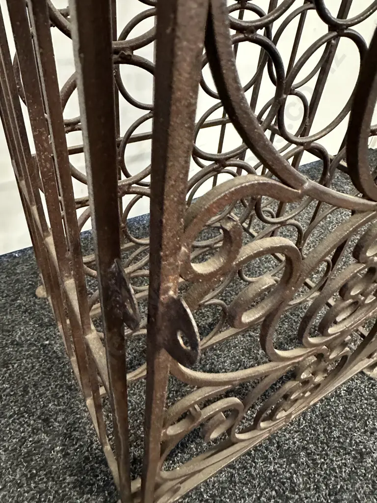 Vintage Wrought Iron 25 Wine Bottle Slot Holder Stand With Door. H78 W44 D40.5cm Image 1++