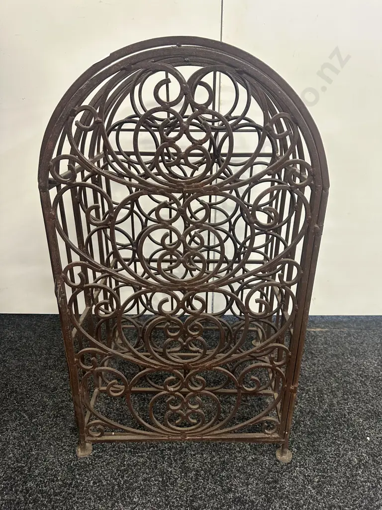 Vintage Wrought Iron 25 Wine Bottle Slot Holder Stand With Door. H78 W44 D40.5cm Image 1++