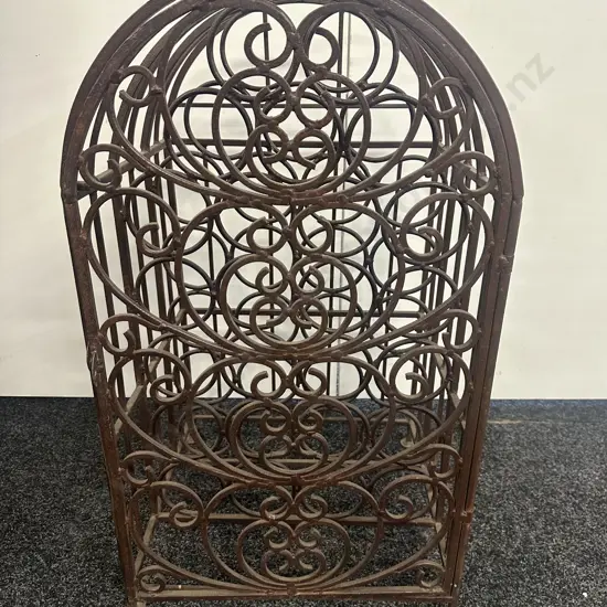 Vintage Wrought Iron 25 Wine Bottle Slot Holder Stand With Door. H78 W44 D40.5cm