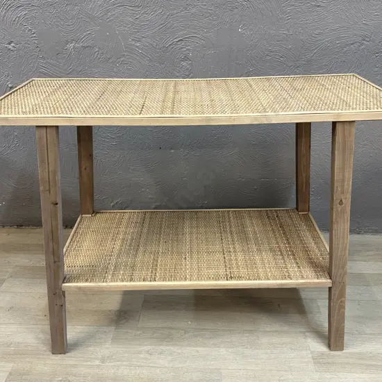 Wood & Rattan Console Table. H75.5 W95 D35cm