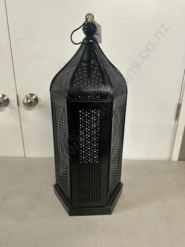 Moroccan Candle Lantern - Black. 65cm Image 1++