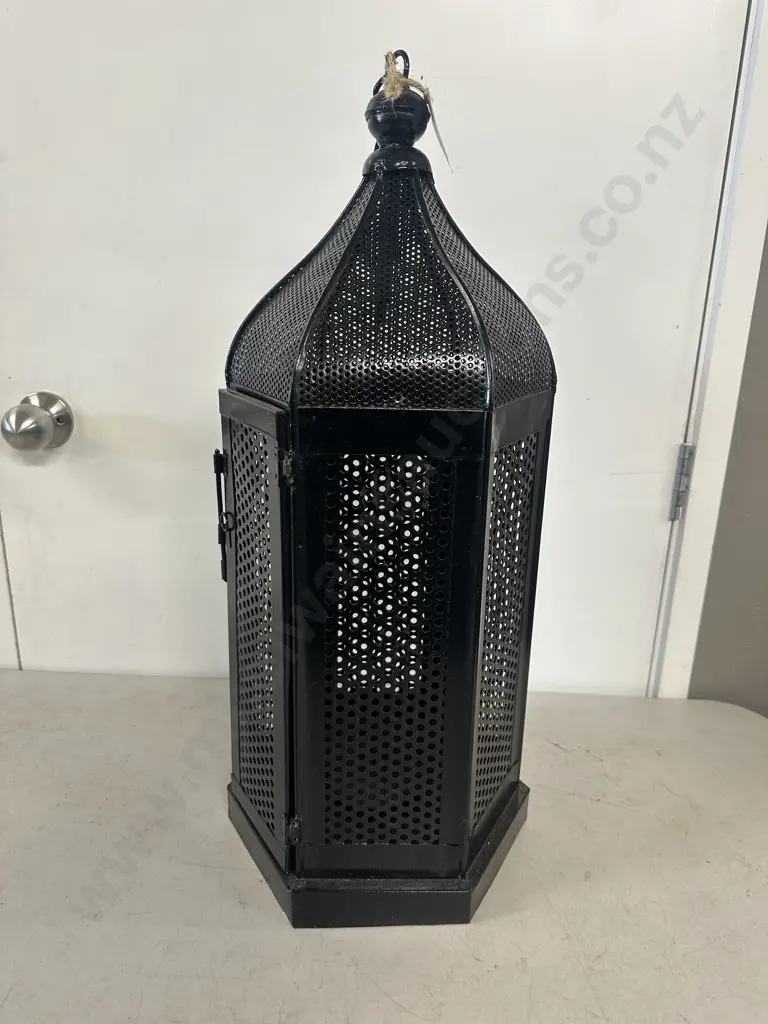 Moroccan Candle Lantern - Black. 65cm Image 1++