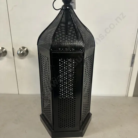 Moroccan Candle Lantern - Black. 65cm