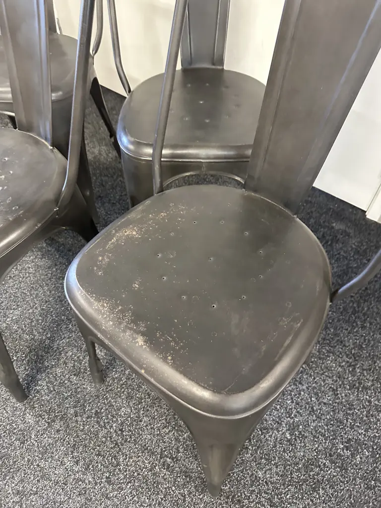 Set Of Four Modernist Black Metal Kitchen Dining Chairs Image 1++