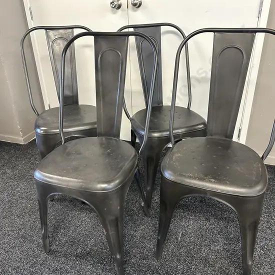 Set Of Four Modernist Black Metal Kitchen Dining Chairs