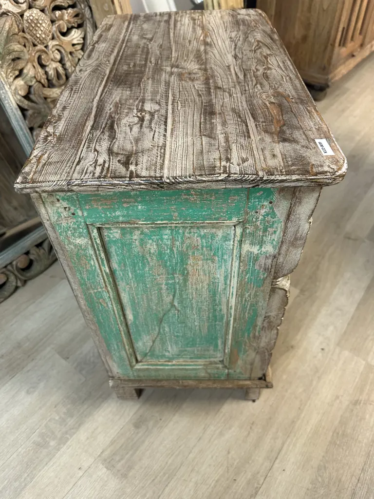 Vintage Indian Handcrafted Mango Wood 2 Drawer Bedside. H60.5 W61 D34cm Image 1++