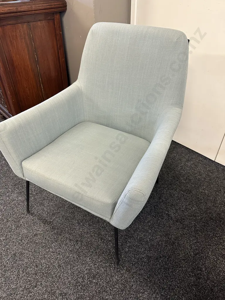 Modernist Stoneleigh & Robertson Lounge Armchair With Black Steel Frame & Teal Upholstery Image 1++