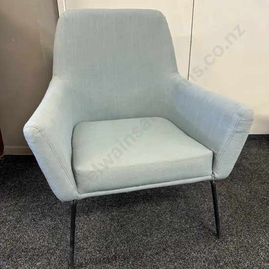 Modernist Stoneleigh & Robertson Lounge Armchair With Black Steel Frame & Teal Upholstery
