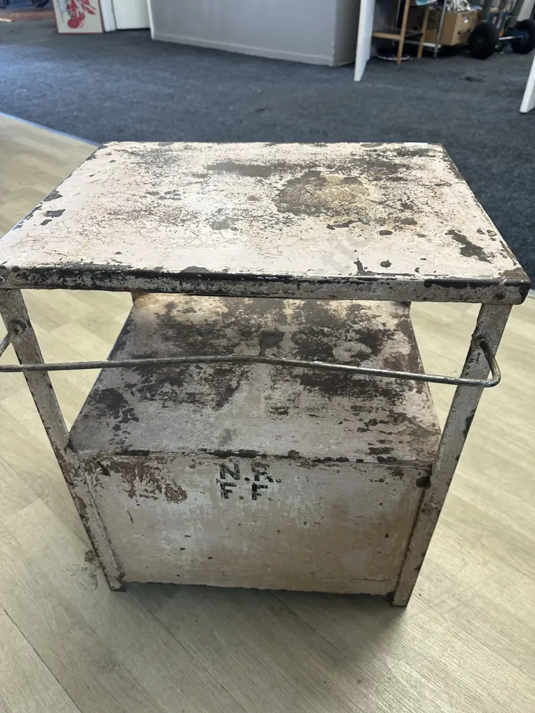 Rustic Steel Industrial Bedside Table / Side Table. H57 W46.5 D41cm Image 1++