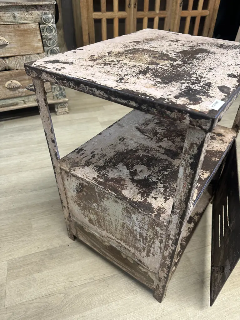 Rustic Steel Industrial Bedside Table / Side Table. H57 W46.5 D41cm Image 1++