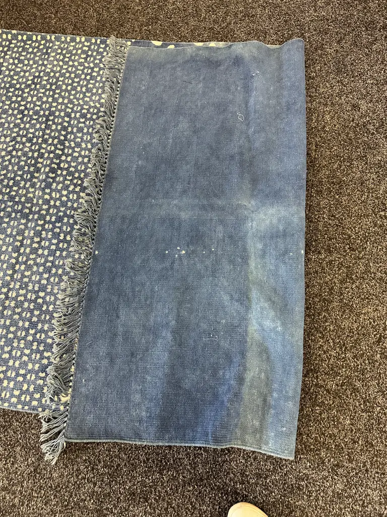 Handmade Cotton Dhurrie Rug Indigo Block Print Image 1++