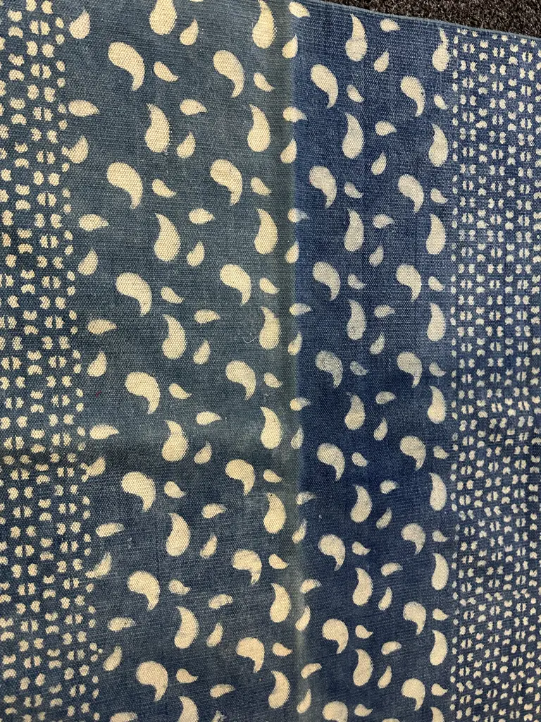 Handmade Cotton Dhurrie Rug Indigo Block Print Image 1++