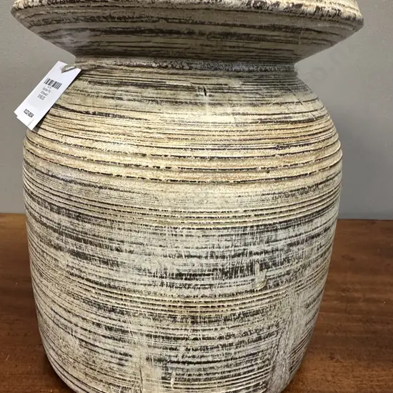 Wooden Pot - Whitewash. 30.5 x 27cm