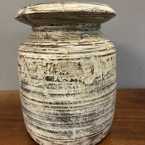 Wooden Pot - Whitewash. 33 x 25cm
