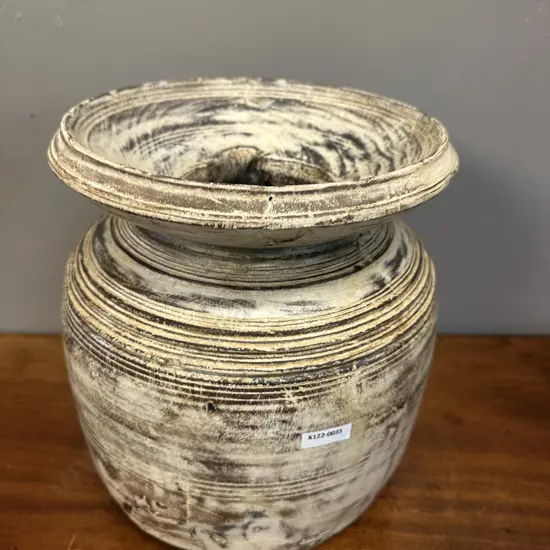 Wooden Pot - Whitewash. 29 x 25cm