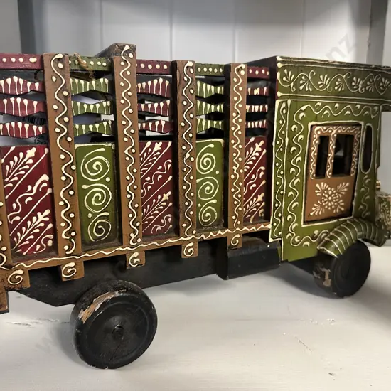 Paisley House Original Wooden Painted Toy Truck. H22 W38 D13cm