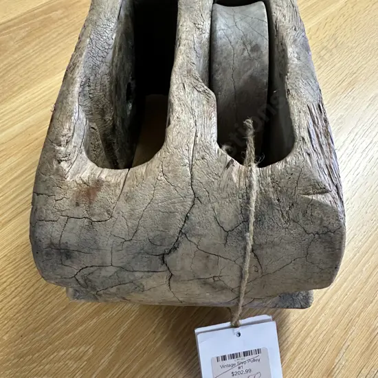 Vintage Wooden Ships Pulley. 15 x 31cm