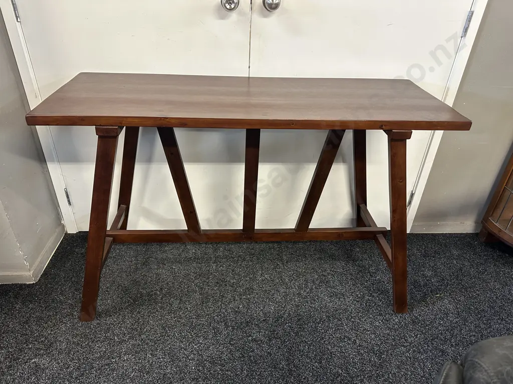 Wooden Trestle Style Hall Table 80x126x45cm. Image 1++