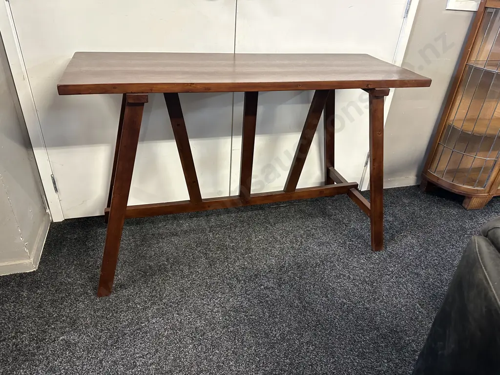 Wooden Trestle Style Hall Table 80x126x45cm. Image 1++