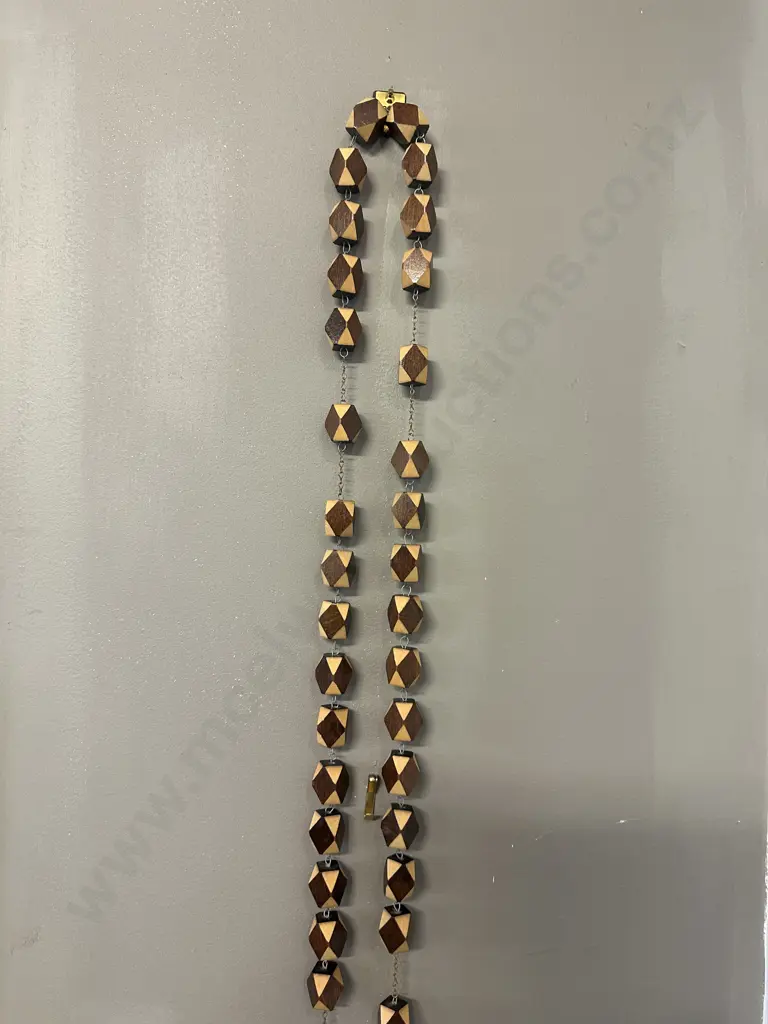 Vintage Long Rosary Brown Wood Beads L168cm. Image 1++