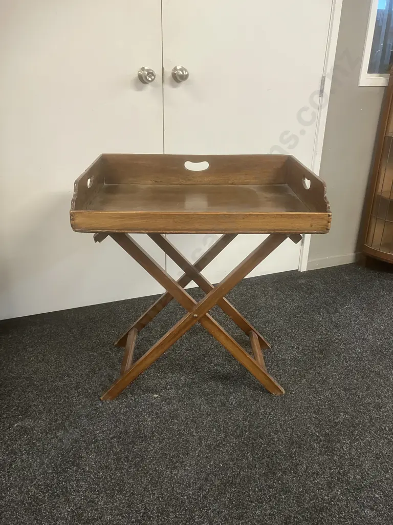 Antique 19th Century Oak Butlers Tray & Stand. H79 W72 D50cm Image 1++