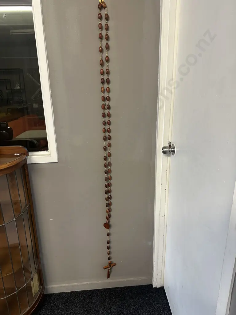 Vintage Long Rosary Brown Wood Beads L172cm. Image 1++