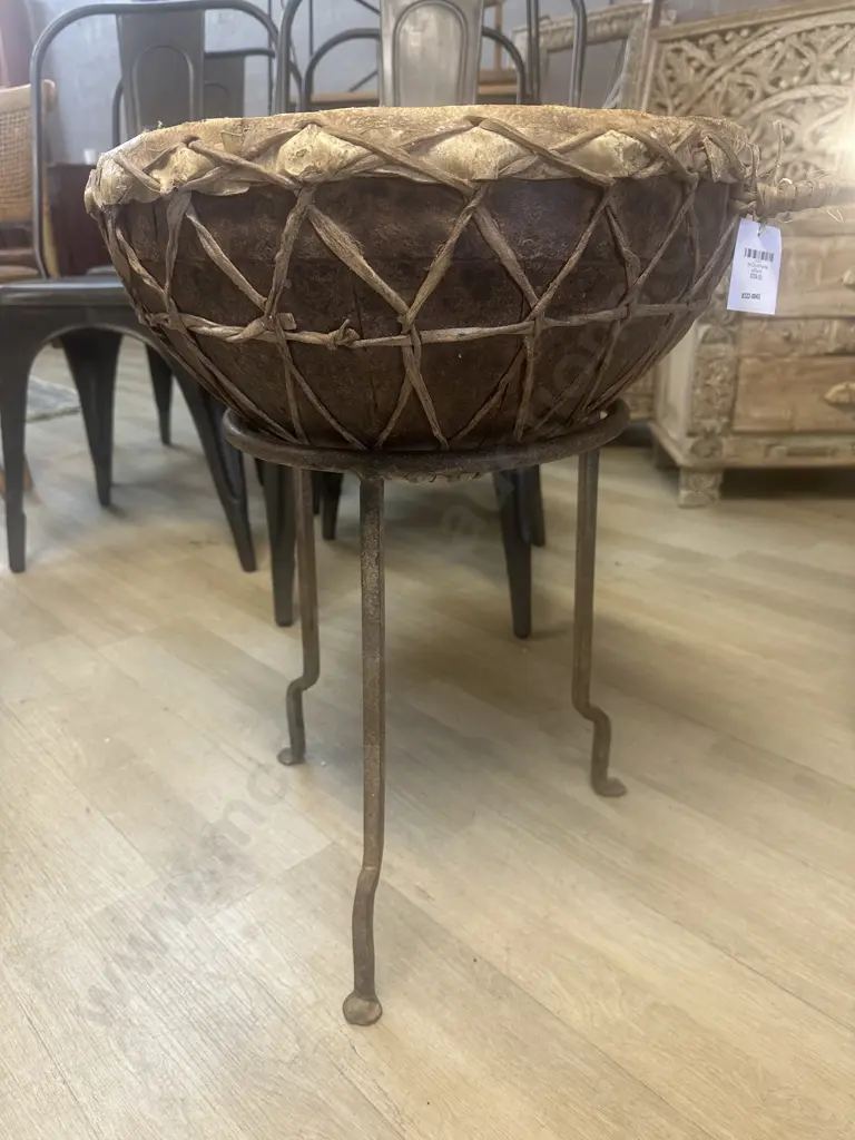 Iron Drum Planter With Stand. 61 x 43cm Image 1++