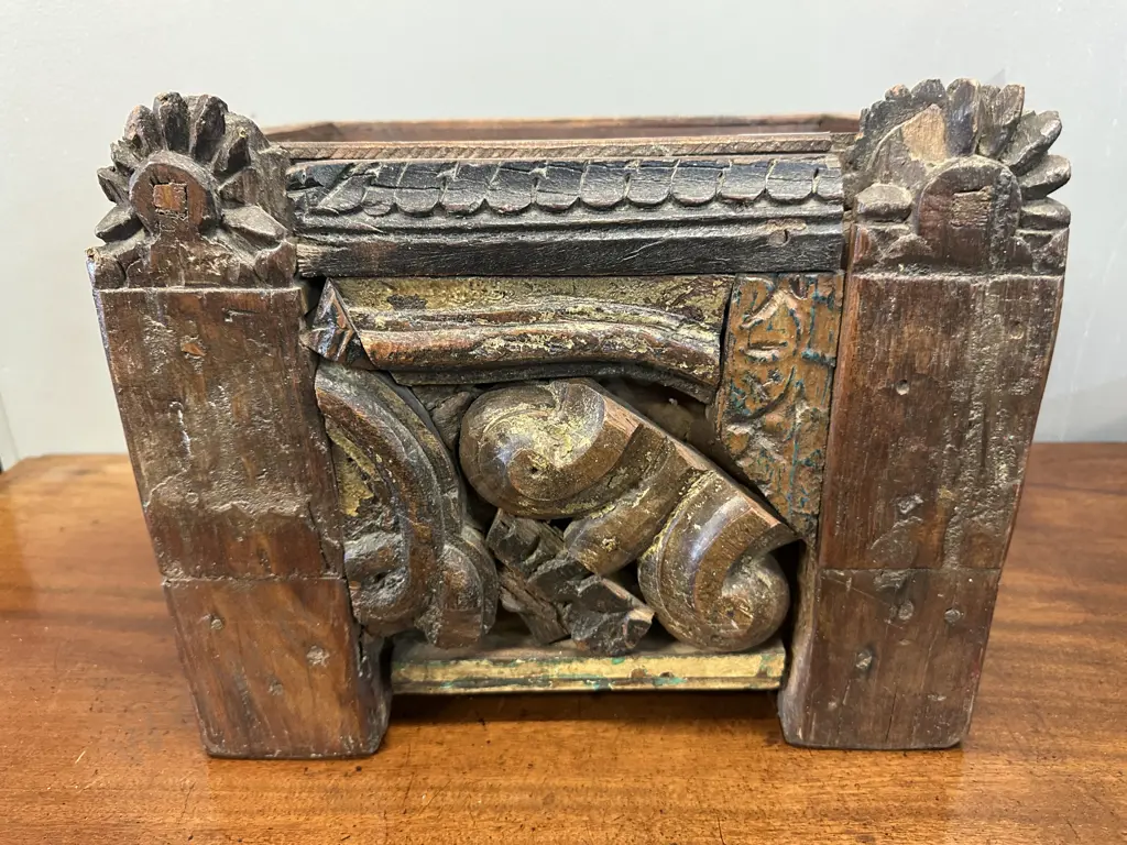 Original Wooden Panel Planter. H27 W33.5 D26cm Image 1++