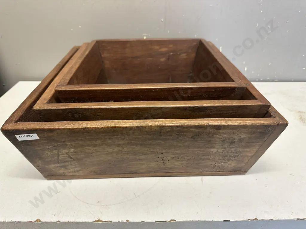 Set of Three Wooden Nesting Boxes. 13 x 40.5cm Image 1++