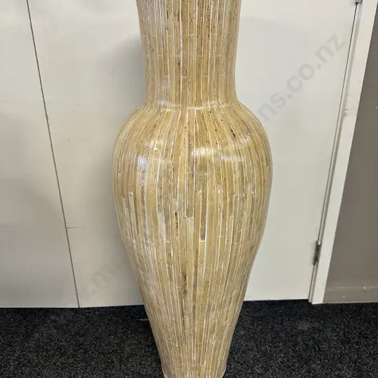 Natural Classic Floor Vase Bamboo Look With White Detail H100cm