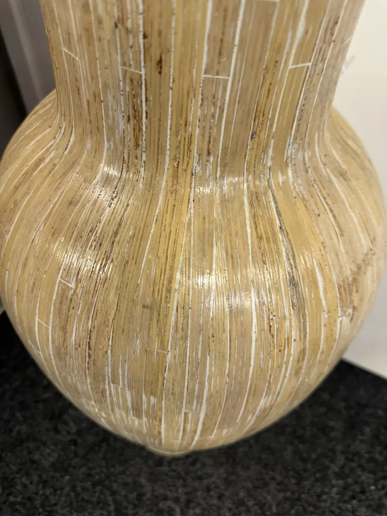 Natural Classic Floor Vase Bamboo Look With White Detail 80cm. Image 1++