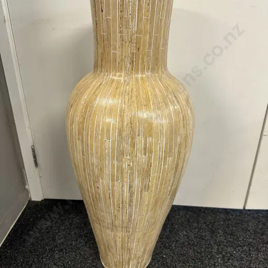 Natural Classic Floor Vase Bamboo Look With White Detail 80cm.
