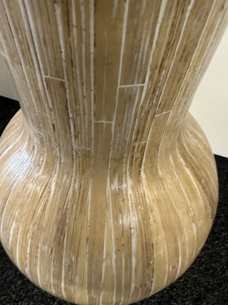 Natural Classic Floor Vase Bamboo Look With White Detail 60cm. Image 1++