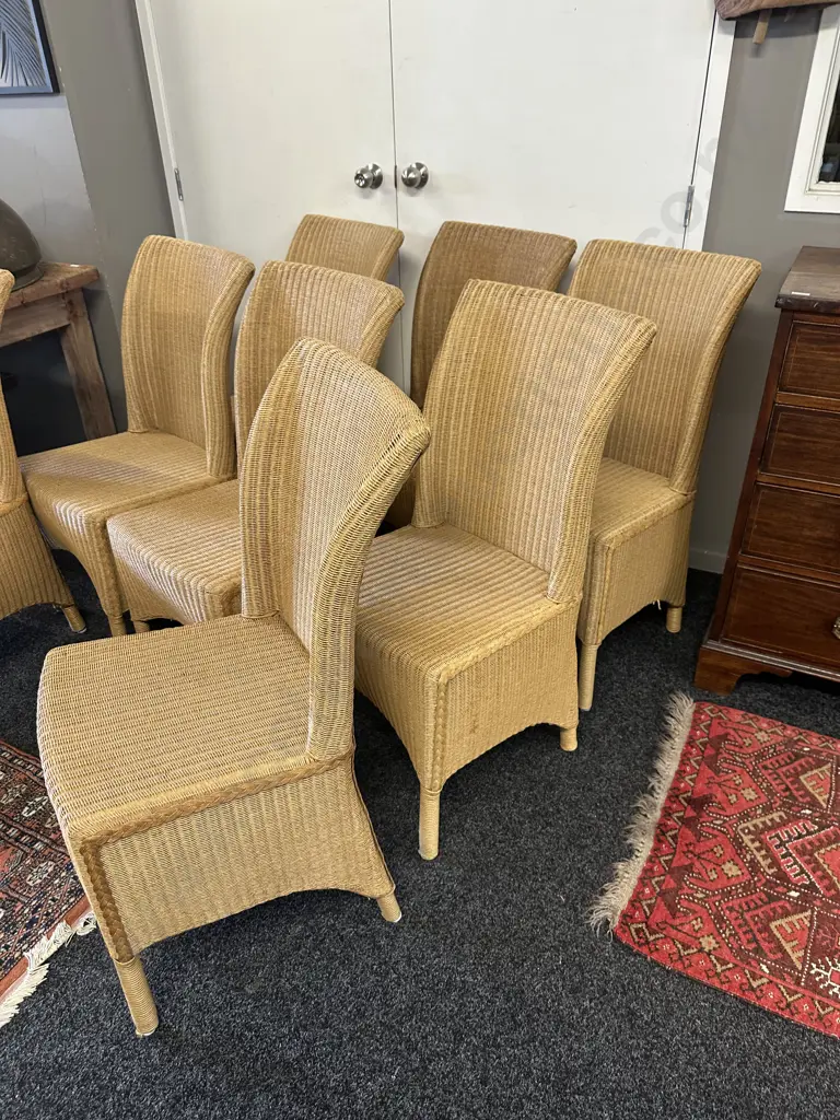 Set Of Eight Lustys Lloyd Loom Dining Chairs Woven Fibre Furniture Image 1++