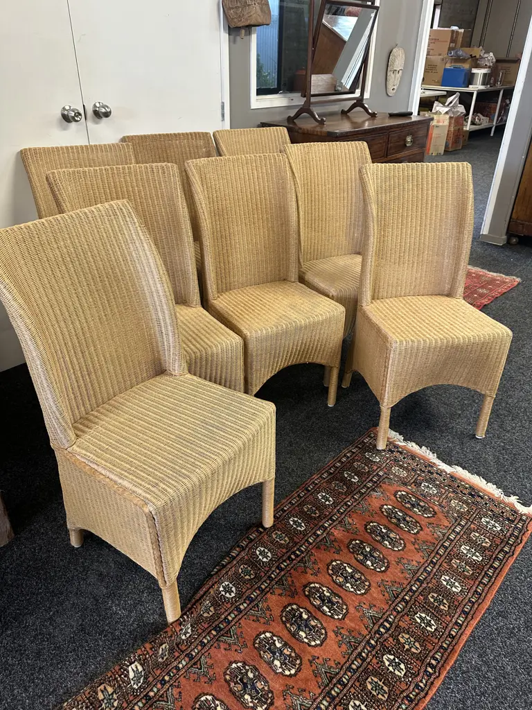 Set Of Eight Lustys Lloyd Loom Dining Chairs Woven Fibre Furniture Image 1++