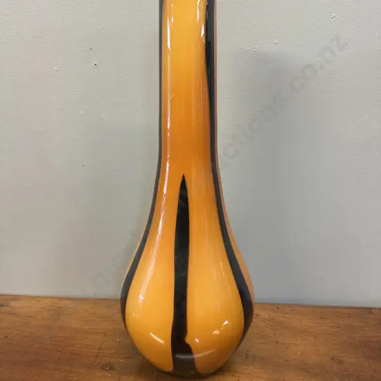 Mid-Century Modern Glass  Floor Vase Amber/Stripes