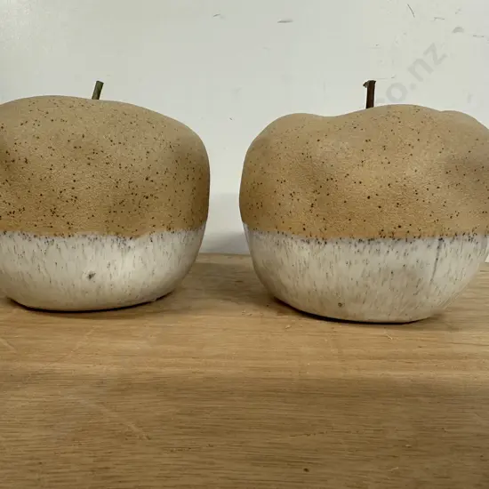 Pair Of Airlie Apple Clay/White Ornaments 